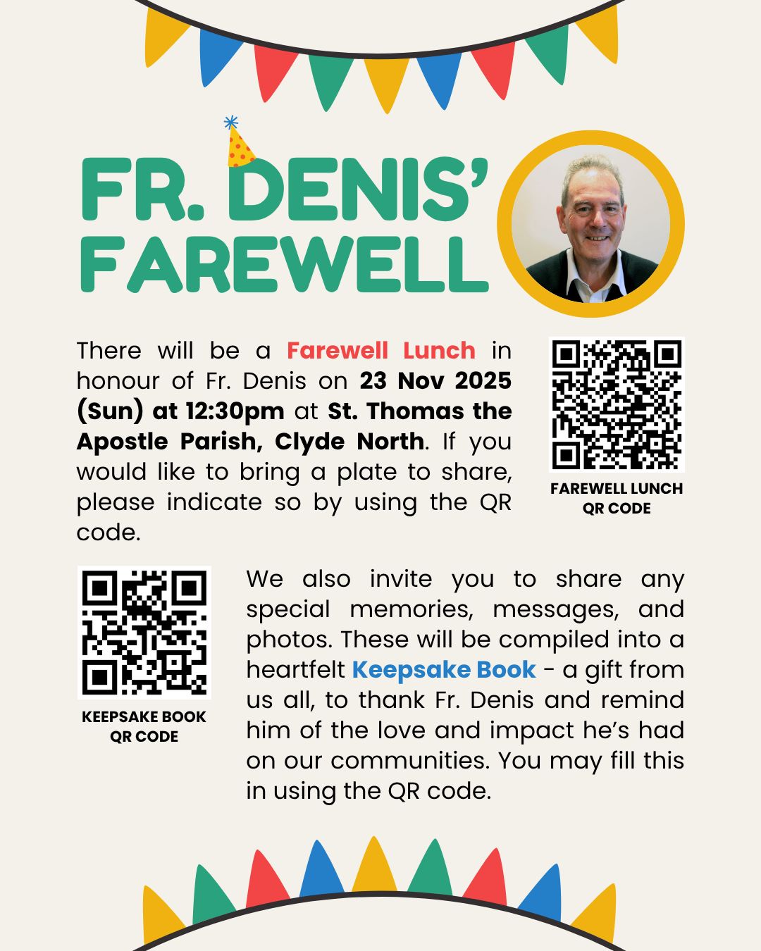 Fr Denis Farewell Poster